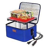 Aotto Portable Oven, 12V, 24V, 110V Food Warmer, Portable Mini Personal Microwave Heated Lunch Box Warmer for Cooking and Reheating Food in Car, Truck, Travel, Camping, Work, Home, Blue