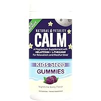 Natural Vitality Calm, Magnesium Citrate Kids Supplement, Stress Relief Gummies, Supports a Healthy Response to Stress, Gluten Free, Vegan, Nighttime Berry, 120 Gummies