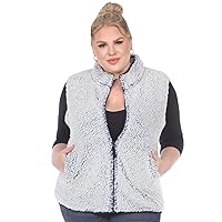 white mark Women's Super-Soft Zip-Up Sherpa Vest with Front Pockets