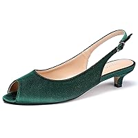 WAYDERNS Women's Peep Toe Patent Leather Ankle Strap Slingback Kitten Heels Low Heel Pumps Evening Work Dress Shoes 1.5 Inch