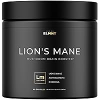 20,000mg 16x Strength Lions Mane Supplement Capsules Super Nootropic w. Ashwagandha & Rhodiola - Highest Potency Lion's Mane Mushroom Extract 50% Polysaccharides - Brain Supplement for Memory & Focus