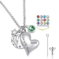 Urn Necklaces for Ashes I Love You to the Moon and Back for Mom Cremation Urn Locket Birthstone Jewelry