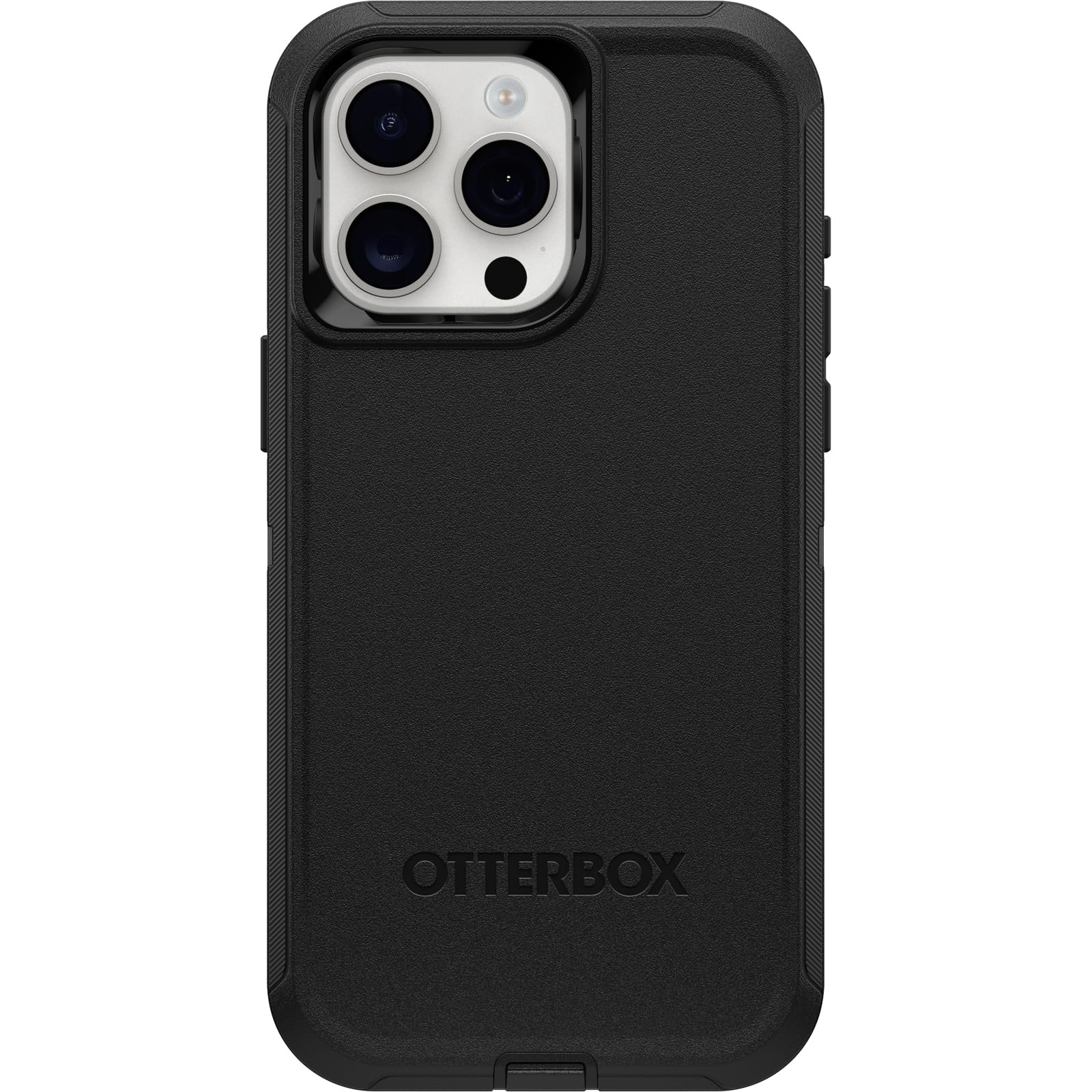 OtterBox iPhone 15 Pro MAX (Only) Defender Series Case - BLACK, screenless, rugged & durable, with port protection, includes holster clip kickstand