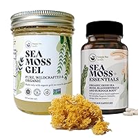 Sea Moss Gel Organic, Gold & Essentials Sea Moss Capsule Seamoss Gel & Capsules with Organic Irish Sea Moss, Bladderwrack and Burdock Root, Full Spectrum Capsules