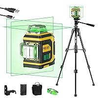 PREXISO Rechargeable 360° Self Leveling Green Laser Level with Tripod, Magnetic Base, Glasses - For Construction, Tile, Home Renovation