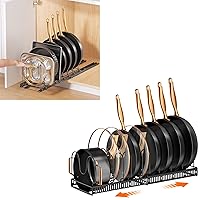 MUDEELA Expandable Pot Lid Kitchen Cabinet Organizer Holder with 10 Adjustable Compartment and Pull out Pot Organizers inside Cabinet Bundle