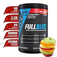 FULLBLITZ Fully Loaded Pre-Workout | Energy Booster + Huge Dual Pathway Nitric Oxide Boosting Muscle Pumps, Laser Focus & Nootropic Blend – 24 Workouts (Fruit Punch)