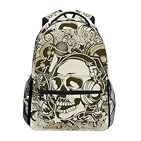 ALAZA Grunge Music Background With Skull Large Backpack Personalized Laptop iPad Tablet Travel School Bag with Multiple Pockets