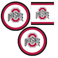 Ohio State Party Supplies | Tableware Bundle Includes Dessert Plates and Napkins for 24 People