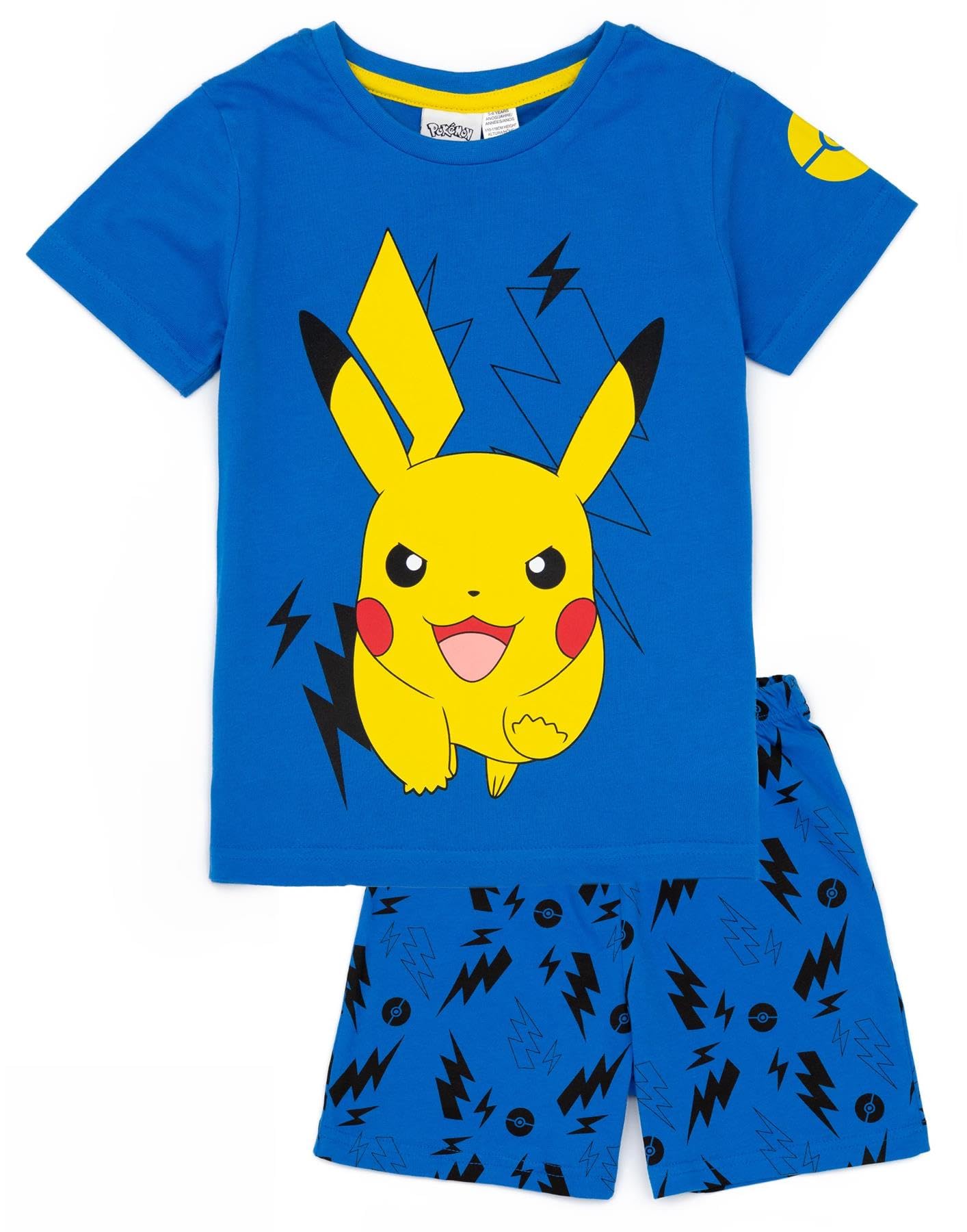 Pokemon Boys Pyjama Set | Kids Blue Pikachu T-Shirt & Shorts PJs Loungewear | Pokémon Game Series Pajama Nightwear Gift Set