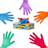 Hygloss Products Craft Adults, Nitrile Gloves Disposable, Latex-Free, Multiple Uses, 5 Assorted Colors, 200 Pack, 200 Piece (98200)