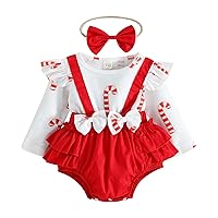 Infant Girls Autumn And Winter Long Sleeve Ruffles Straps Romper With Bow Christmas Baby Girl Two for Girls 5 Years