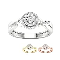 10k Gold 1/6ct TDW Diamond Cluster Halo Twisted Shank Engagement Ring (I-J, I2)