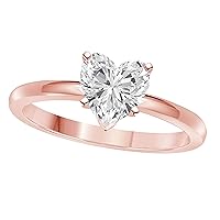 Valentine Day Special 1.00CT Heart Shape White Simulated Diamond Solitaire Engagement Ring in 14K Rose Gold Finish Alloy