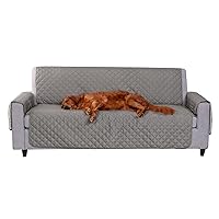 Furhaven Water-Resistant & Reversible Sofa/Couch Cover Protector for Dogs, Cats, & Children - Two-Tone Pinsonic Quilted Living Room Furniture Cover - Gray/Mist, Sofa