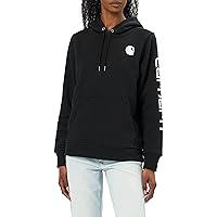 Carhartt Women's Clarksburg Graphic Sleeve Pullover Sweatshirt (Regular and Plus Sizes), Black, Medium