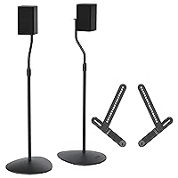 SANUS Adjustable Height Speaker Stands (Set of 2) + Soundbar Mount for TVs - Audio Upgrade Bundle