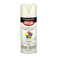 Krylon K05524007 COLORmaxx Spray Paint and Primer for Indoor/Outdoor Use, Gloss Ivory