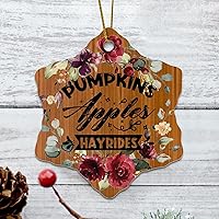 Personalized 3 Inch Pumpkins Appless Hayrides White Ceramic Ornament Holiday Decoration Wedding Ornament Christmas Ornament Birthday for Home Wall Decor Souvenir.