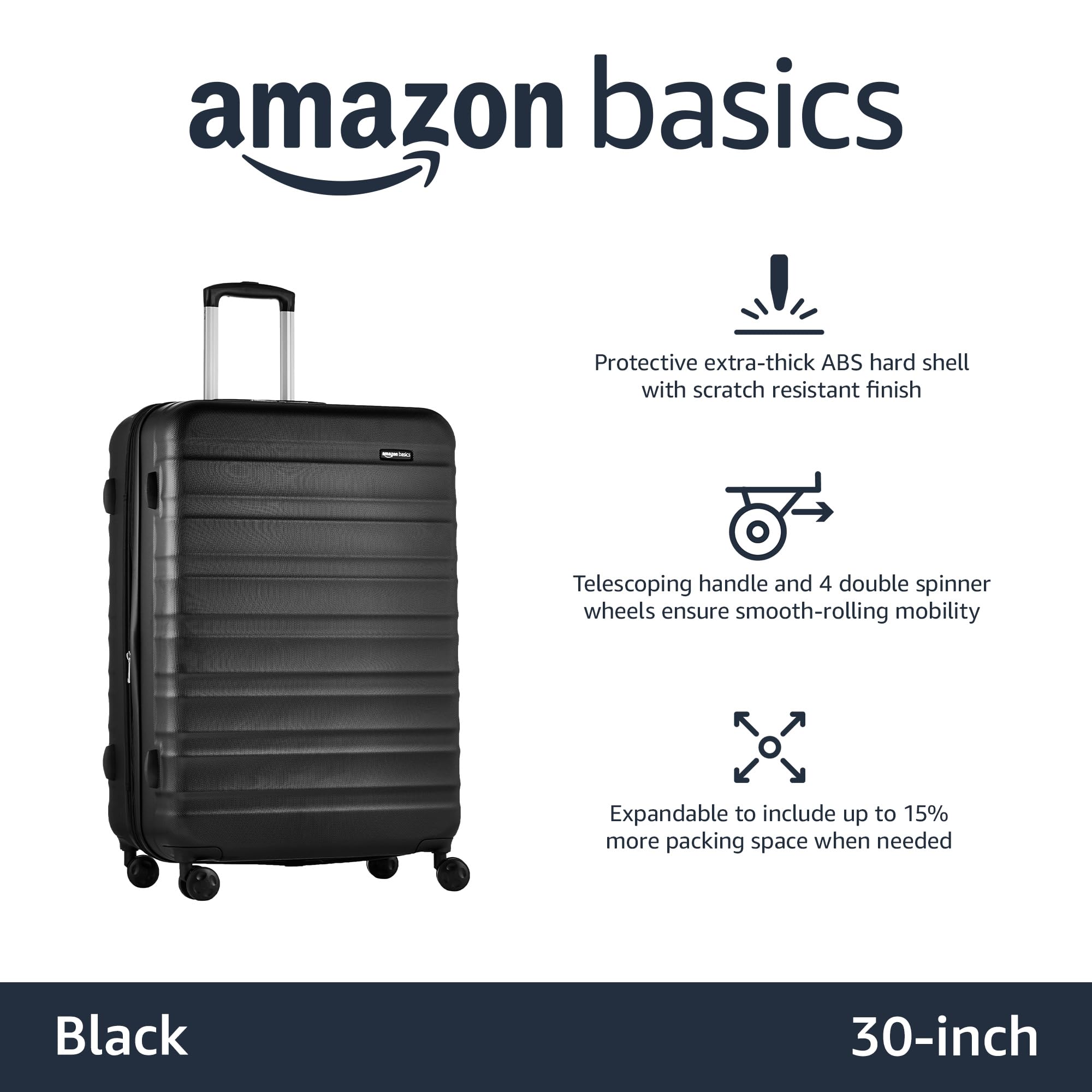 Amazon Basics 28-Inch Hardside Spinner, Black