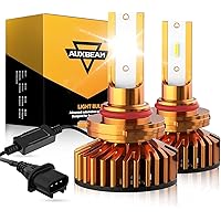 Auxbeam 9005 Fog Light Bulbs, 2024 F2 Series 52W 10000lm 6500K HB3 Light Bulbs, 9005 HB3 Bulb CSP Chip High Brightness For Halogen Bulb Replacement