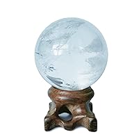 Polar Jade Clear Quartz Crystal Ball with Stand 45mm/1.8” for Crystal Healing, Meditation, Scrying, Feng Shui, Hand-Made