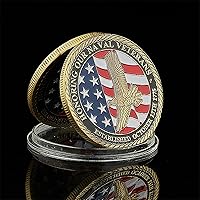 US Military Navy Honoring Our Naval Veterans Established Metal Copper Challenge Coin