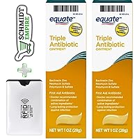 Equate First Aid Triple Antibiotic Ointment, Infection Protection, 1 oz - First Aid Antibiotic Ointment, 24-Hour Wound Care + 1 Card Protector SchmiidtEmpire + Sticker (Pack of 2)