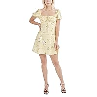 BCBGeneration Women's Fit and Flare Short Puff Sleeve Sweetheart Neck Mini Dress