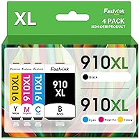910XL Ink Cartridges Replacement for HP 910XL High Yield Ink Cartridges,Works with HP OfficeJet Pro 8020 8010 8025 8028 8035 8015 8022 Printers,4 Pack (910XL,Black, Cyan, Magenta, Yellow)
