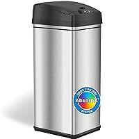 iTouchless 13 Gallon Kitchen Trash Can with Lid and Odor Filter, Motion Sensor Stainless Steel Rectangular Garbage Bin for Home Office Work Bedroom Living Room Garage Large Capacity Slim Wastebasket