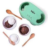 Total Chef Deluxe Double Treat Ice Cream Maker, 1.1 qt (1L), Green, Make 2 Flavors at Once of Frozen Yogurt, Sorbet, Gelato in Your Home Freezer, Takes 4 x AA Batteries (Sold Separately)