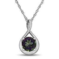 Sterling Silver 7mm Round Center Stone Twist Pendant Necklace