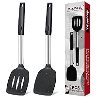 Silicone Spatula Turner Set, Premium Spatulas Silicone Heat Resistant Pack of 2 Kitchen Spatula for Nonstick Cookware, Solid & Slotted Rubber Spatula for Fish, Eggs, Pancakes, Wok, Cooking Spatulas