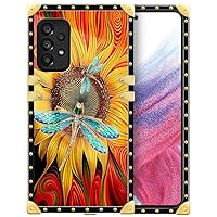 Compatible with Samsung Galaxy A53 5G Case,4-Dragonfly in The Flower for Women Girls Soft TPU Shockproof Protective Square Phone Case Cover for Samsung Galaxy A53 5G (6.5inch)