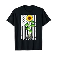 Distressed American Flag Sunflower Lover Patriotic USA Flag T-Shirt