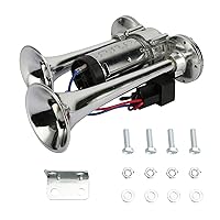 600DB Super Loud Dual Electric Air Horns Kit for Vehicles - With Compressor, Applicable for Cars, SUVs, Trucks, Boats (Sliver)
