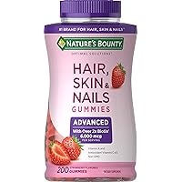 Nature's Bounty Optimal Solutions Advanced Hair, Skin, Nails, 2X Biotin, 200 Strawberry Gummies