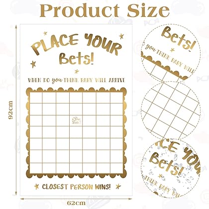 Gold White Baby Shower Decorations Neutral Predicting Birthdate Baby Shower Game Fun Due Date Baby Calendar Sign for Boy or Girl, 24.41 x 37.4 Inch