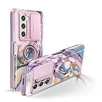 GVIEWIN Bundle - Compatible with Samsung Galaxy Z Fold 5 Case (Dreamland River/Purple) + Magnetic Phone Ring Holder (Dreamland River)