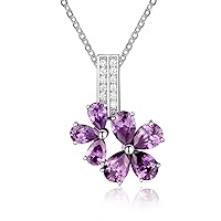 Simulated Diamond, Simulated Amethyst Flower Pendant Necklace Set (PSTX5027CPR_AME)