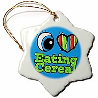 Bright Eye Heart I Love Eating Cereal Snowflake Ornament