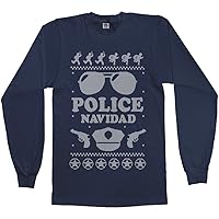 Threadrock Men's Police Navidad (Ugly Sweater) Long Sleeve T-Shirt
