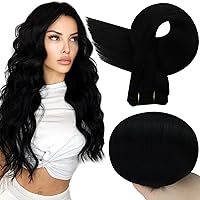 Full Shine Sew in Weft Hair Extensions Human Hair Weft 105 Grams Jet Black Remy Human Hair Silky Straight Weave Bundles Natural Extensions Brazilian Bundles 24 Inch