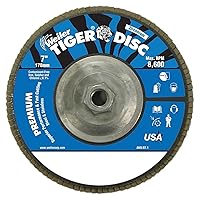Weiler 50543 Tiger Abrasive Flap Disc, Type 29, Threaded Hole, Aluminum Backing, Zirconia Alumina, 7