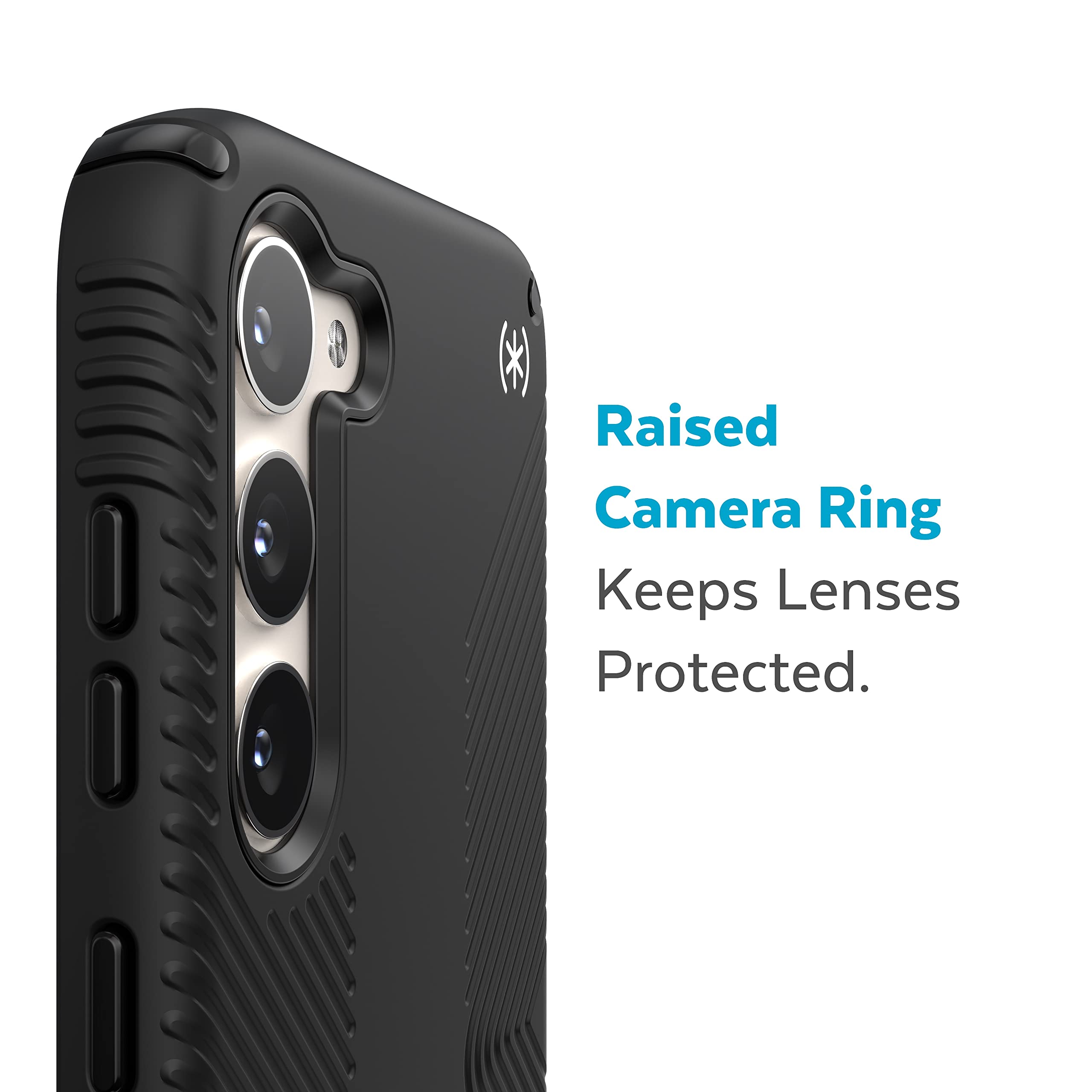 Speck Black Samsung Galaxy S23 Case - Drop Protection, Extra Grip, Scratch Resistant & Shock-Absorbent Case for Galaxy S23 - Slim Design Grip Protection S23 Black Case - Grip Case Presidio2