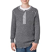 Kid's Heavy Weight Wool Long Sleeve Shirt-3 Button Double Front Placket, Grey Mix, L