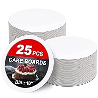 25-Packs Cake Boards 10 inch round， White Cake Board Rounds，White Cake Circles Rounds Base Food-Grade Cardboard Cake Plate for displaying cakes,bread, desserts（Thin and sturdy）