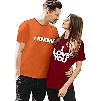 XJYIOEWT Tshirts Shirts for Women Packed Men's and Women's Valentine's Day Partner T Shirt Monogram Printed Casual Fash