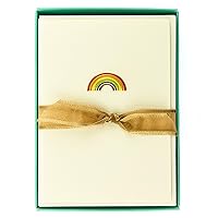 Graphique Rainbow La Petite Presse Boxed Notecards - 10 Embellished Gold Foil Rainbow Blank Cards with Matching Envelopes and Storage Box, 3.25